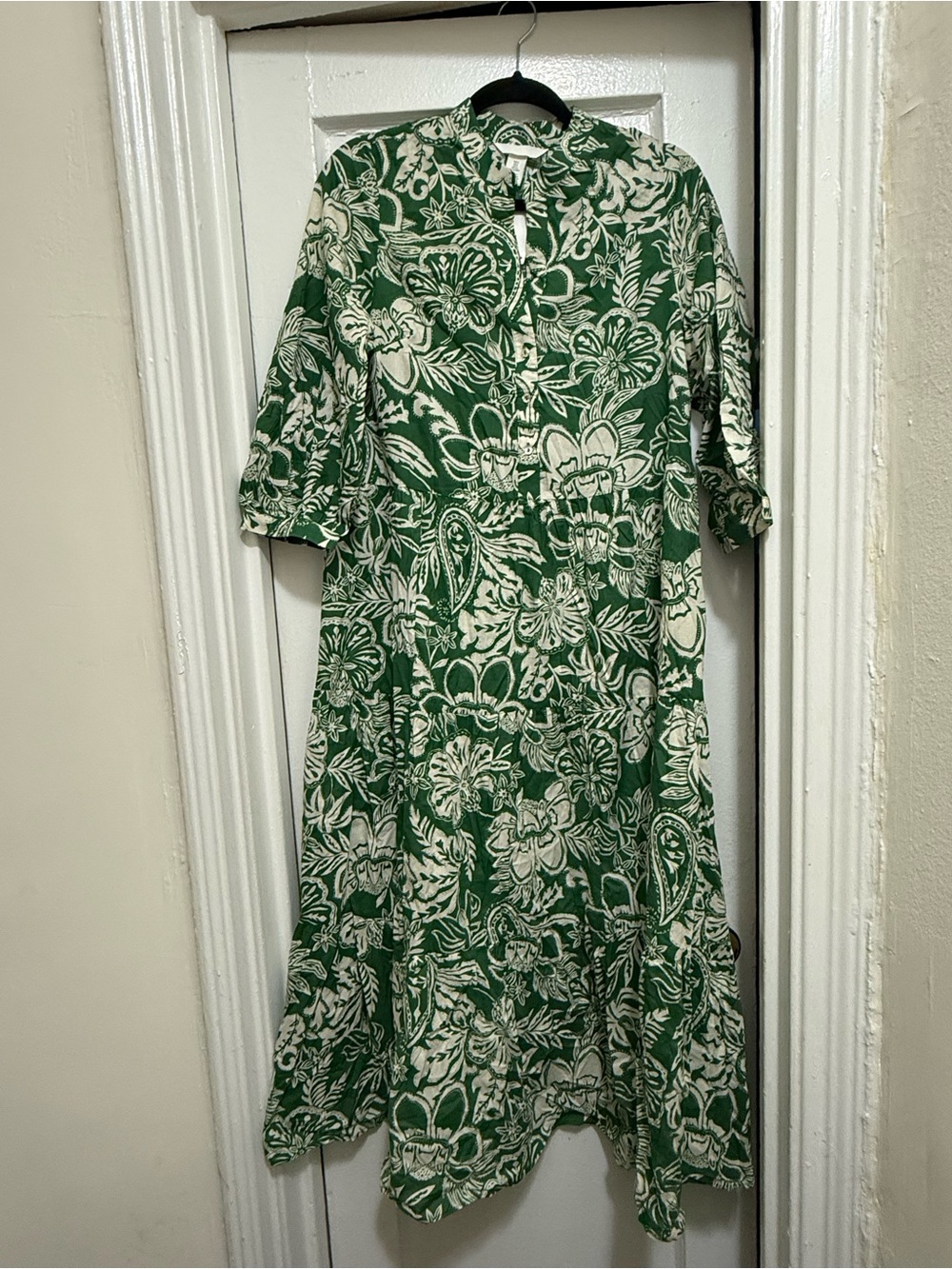 H&M Green and White Floral Maxi Dress